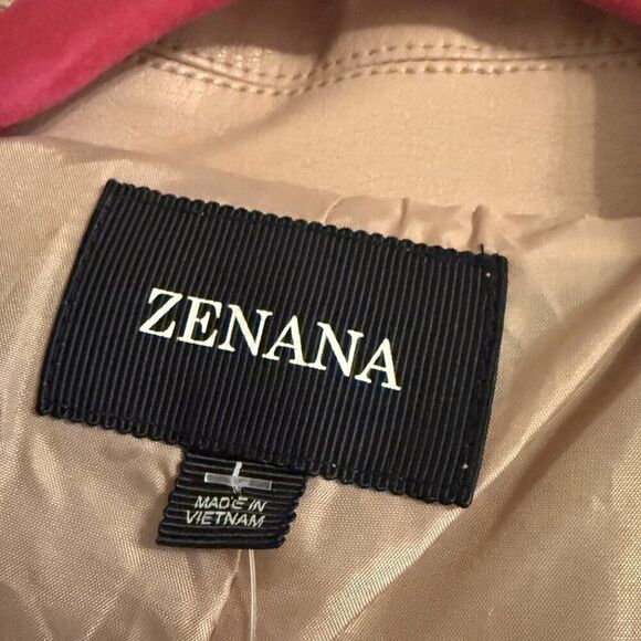 NWT Zenana Pink Rose Faux Leather Moto Biker Jacket - Picture 5 of 5